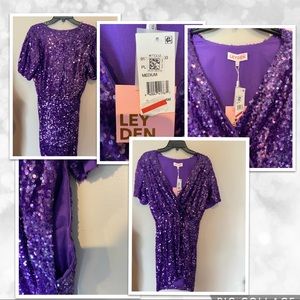 Purple Sequin Cocktail Party Dress New with Tags